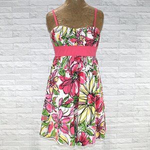 MY MICHELLE Dress Floral Pleated Casual Sundress Pink Green Juniors 11